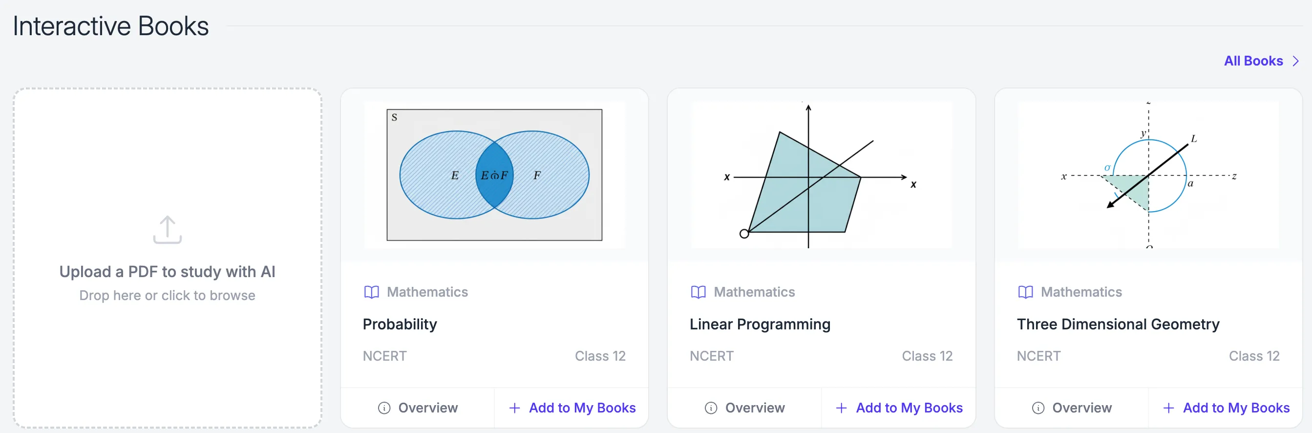 Upload a PDF or pick from the Interactive Books library on padho.ai